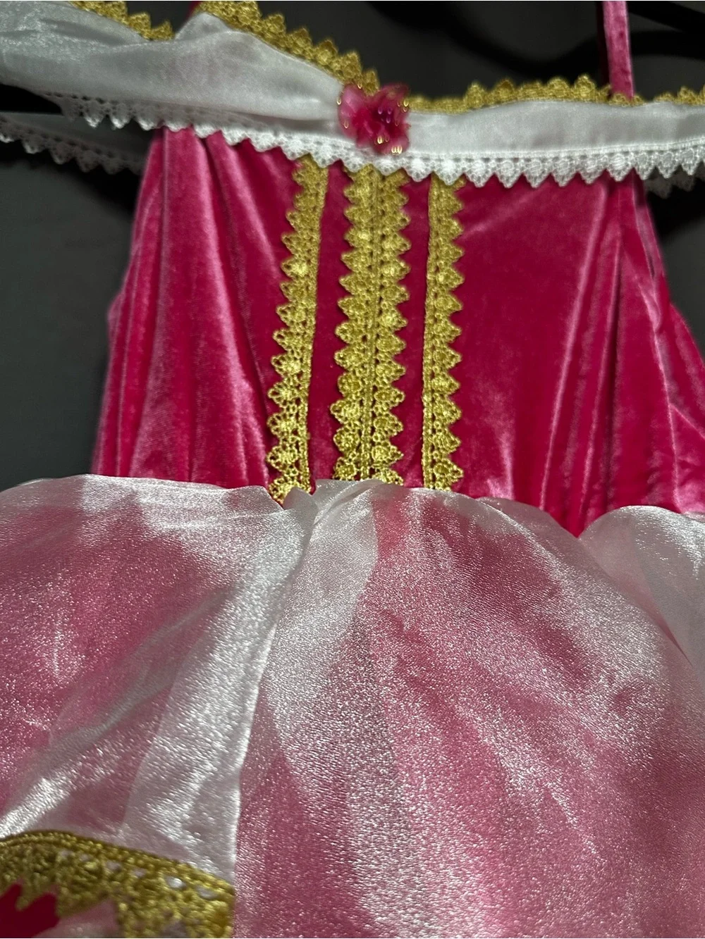 Girls' Pink Princess Costume Dress with Gold Trim
